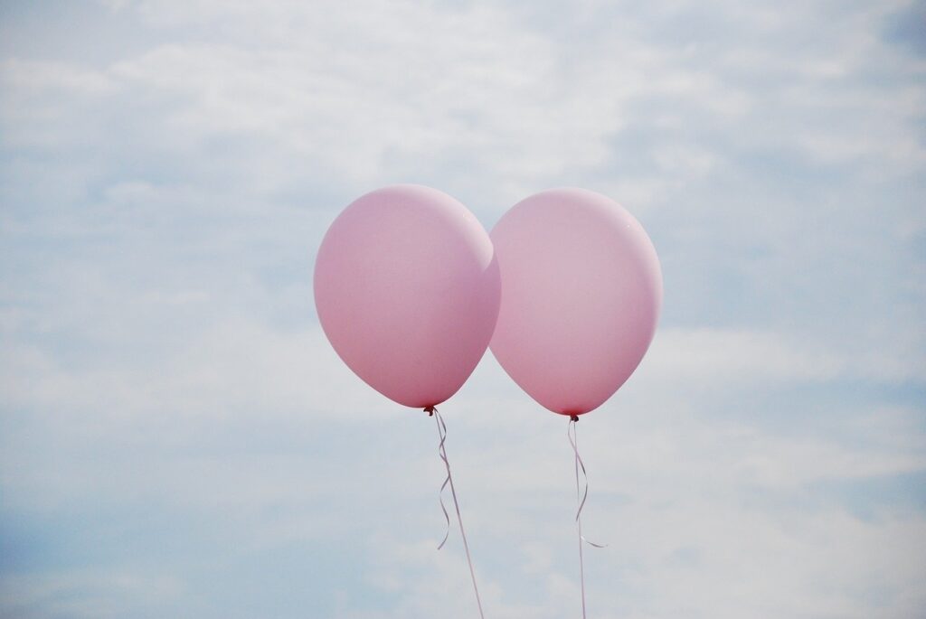 balloons, sky, love